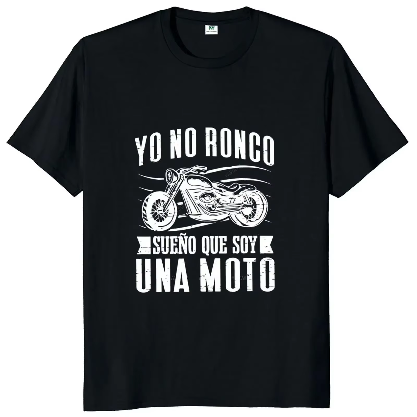 Nouveau arrivé moto motard T-Shirt drôle espagnol dictons papa petit ami cadeaux t-shirts hauts col 