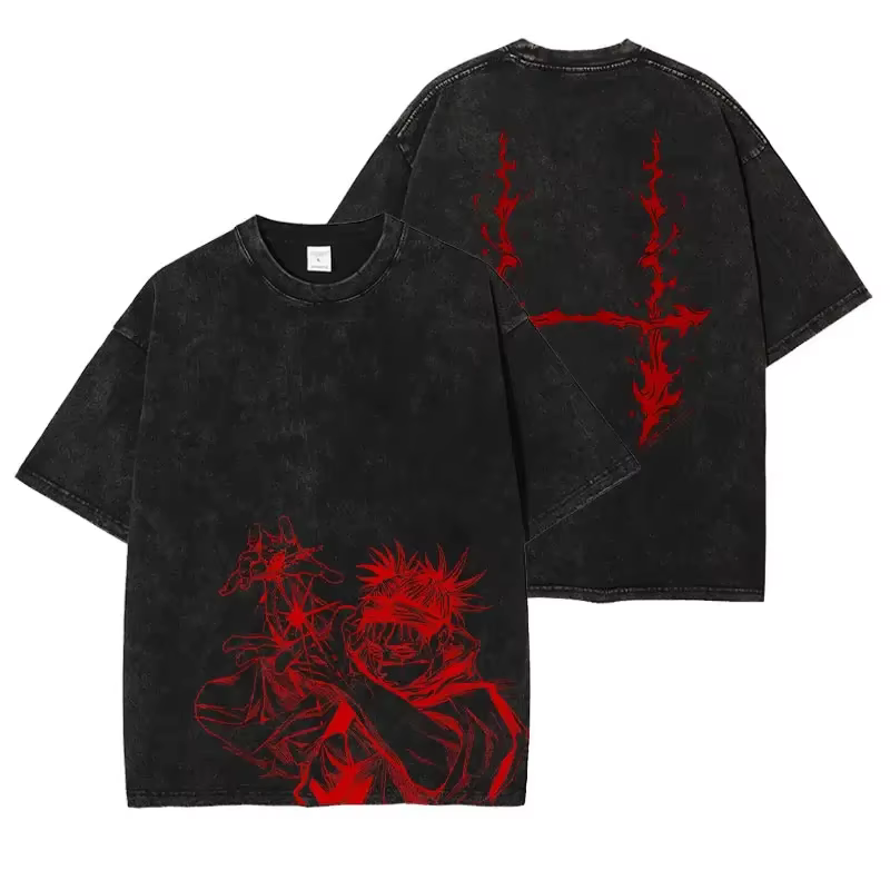 Anime j-jujutsu k-kaisen t-shirts Vintage lavé CHOSO T-shirt surdimensionné à manches courtes Fushig