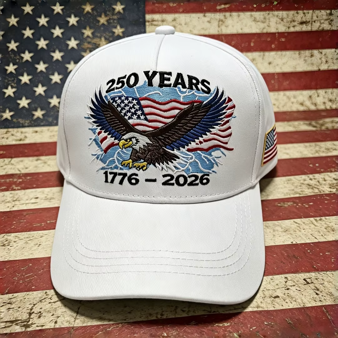 Casquette de baseball brodée Aigle chauve, 250e anniversaire 1776-2026 - Thème patriotique américain