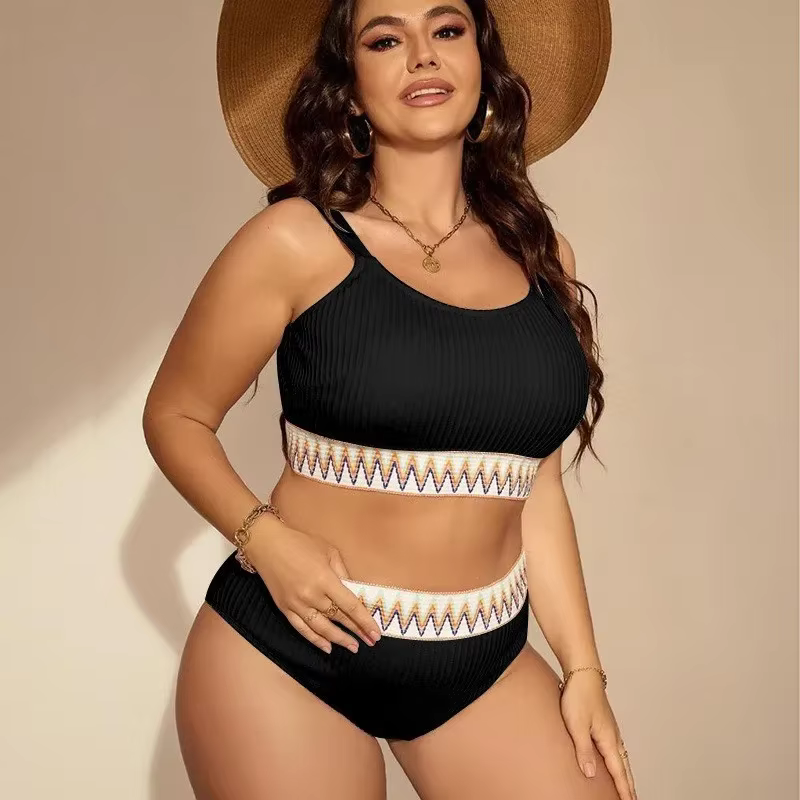 Sexy grande taille maillots de bain taille haute deux pièces Bikini femme maillot de bain maillots d