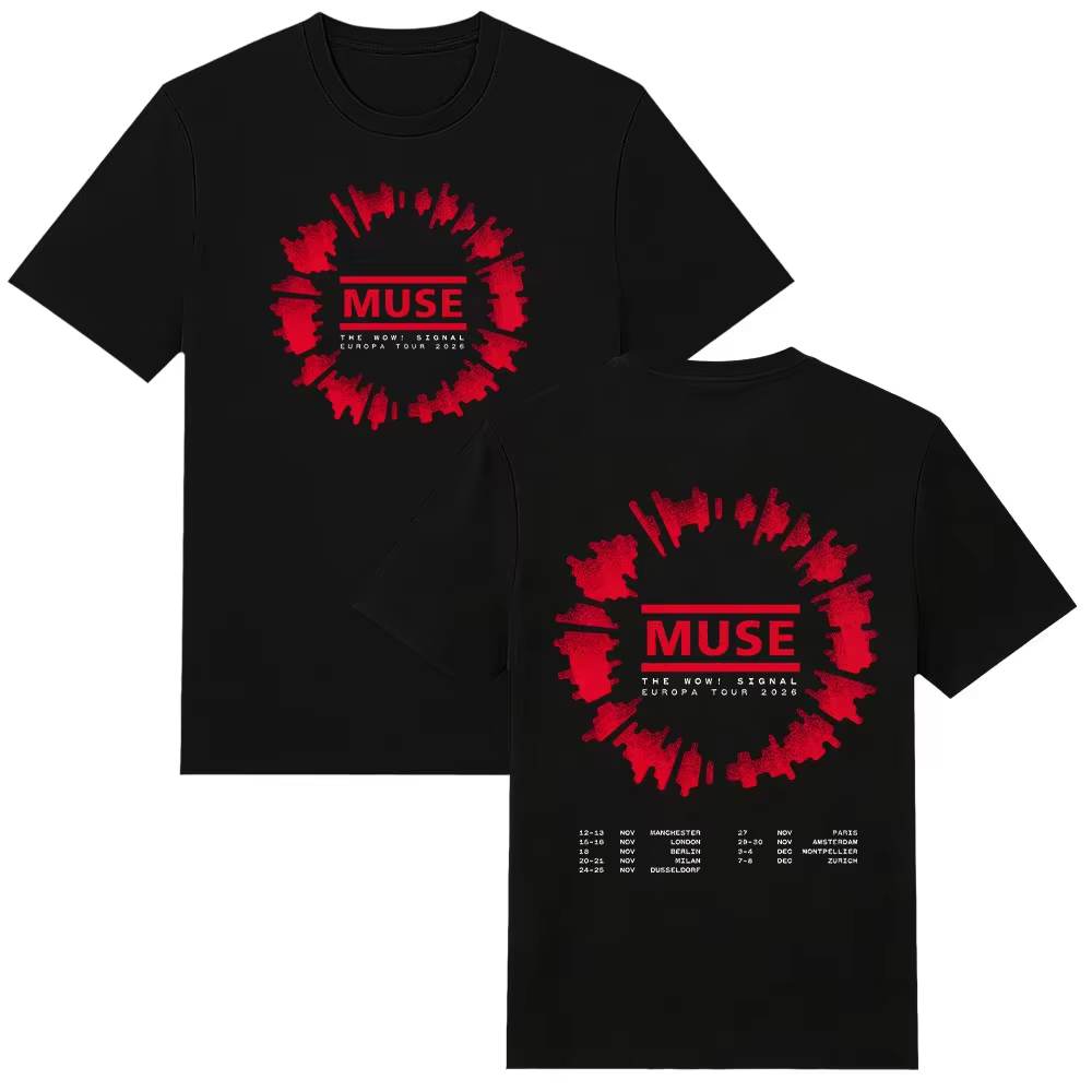 Nouveautés 2026 MUSE The Wow! T-shirt Signal Europa Tour 100% coton unisexe pour hommes et femmes, T