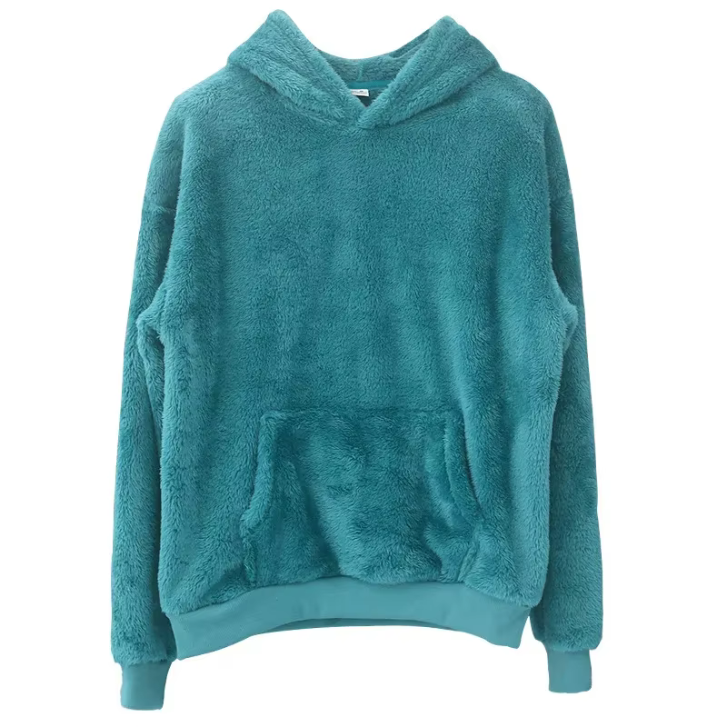 Sweats à capuche en velours double face pour hommes, pull en laine d'agneau, vêtements d'intérieur c