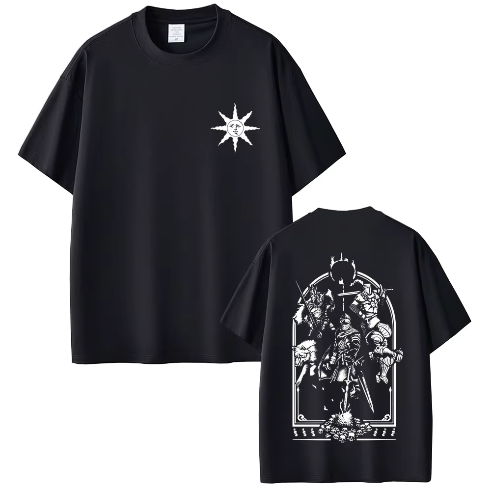 Jeu âmes sombres éloge du soleil T-shirt graphique hommes femmes Vintage gothique Rock T-shirts homm