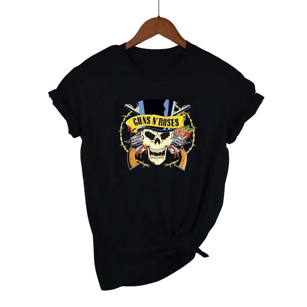 T-shirt de groupe de rock GUNS and Roses pour femmes, t-shirt streetwear imprimé, mode punk féminine