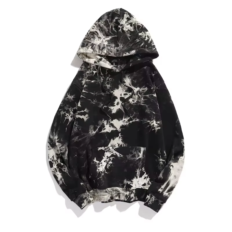 Sweat à capuche pour homme automne-hiver, style gothique, dégradé tie-dye, surdimensionné, en polair