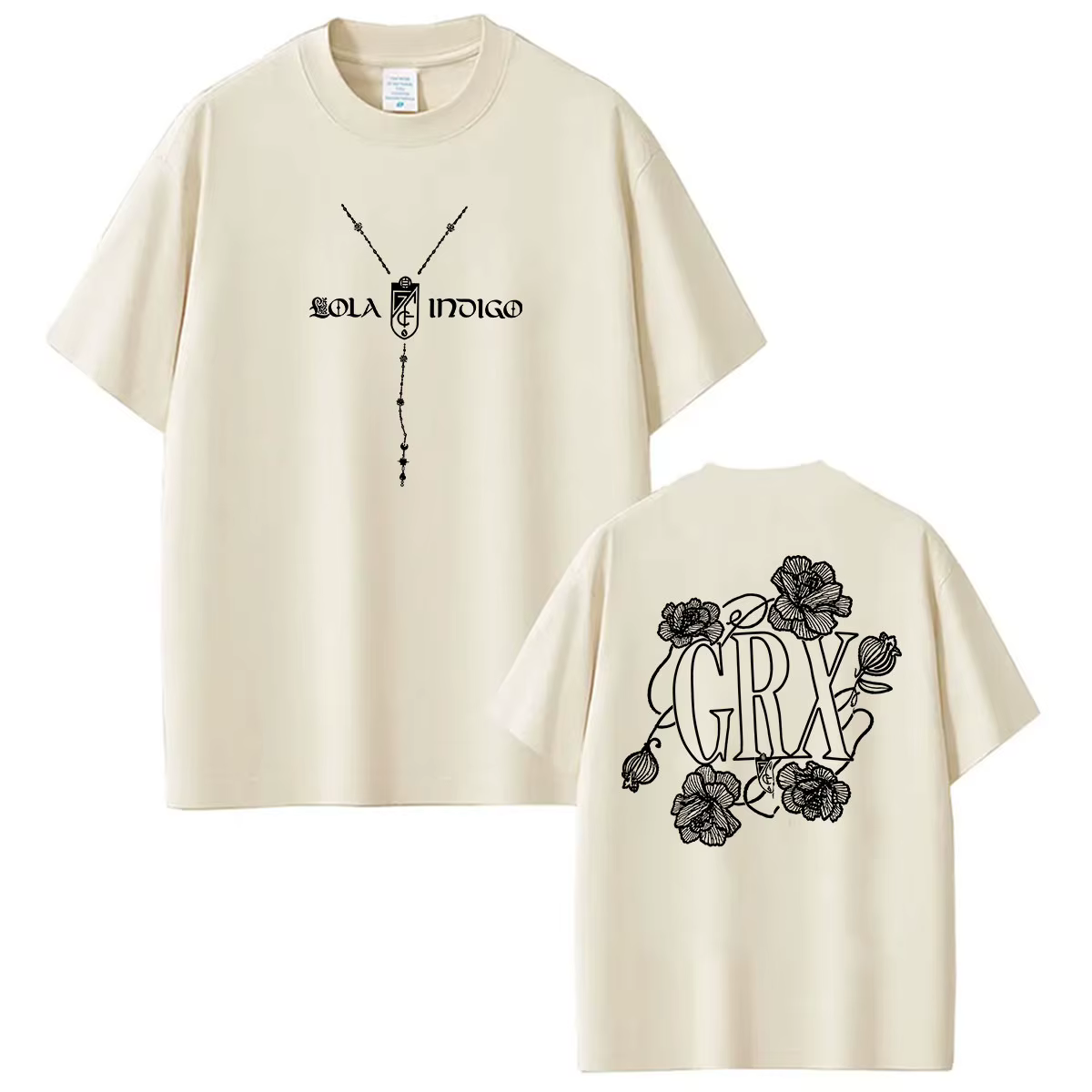 T-shirt Lola Indigo GRX Tour 2026 imprimé double face pour homme et femme, vêtement tendance col ron