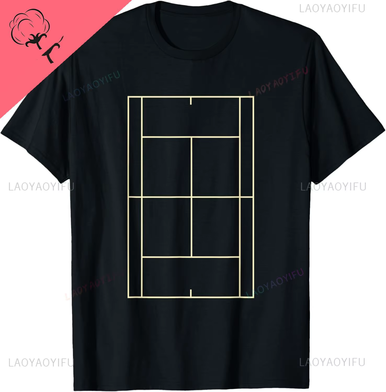 T-shirt graphique imprimé personnalisé pour homme, court de tennis vintage, t-shirt en coton, cadeau