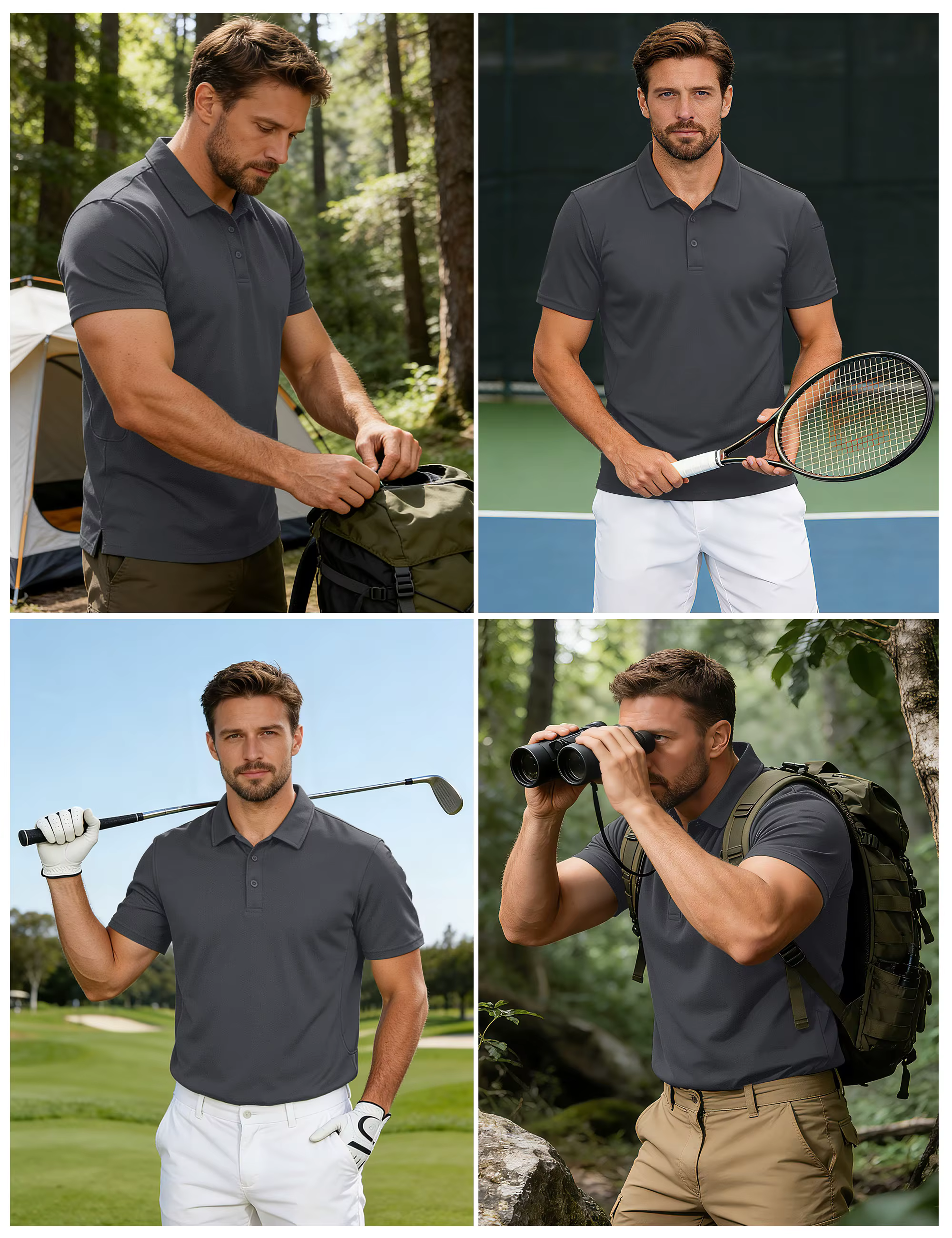 MAGCOMSEN Chemises polo pour hommes à manches courtes, séchage rapide, respirantes, en piqué, chemis
