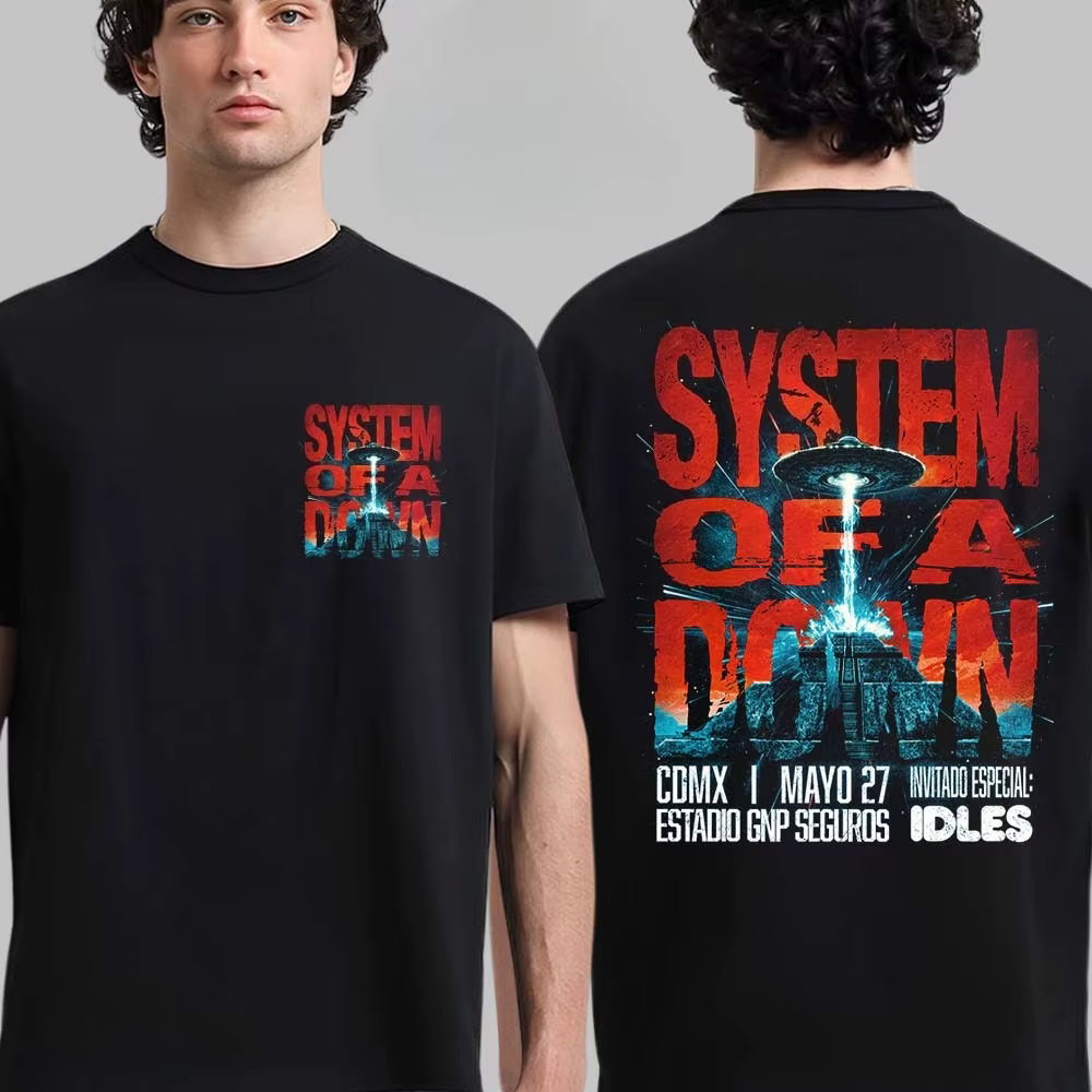 T-shirt unisexe en coton System of A Down, manches courtes, style décontracté, vintage, de marque de