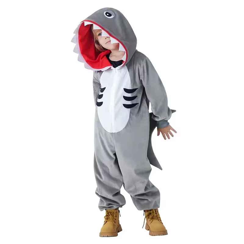 Costume de requin pour garçons et filles, Cosplay de requin gris, fête à thème d'animaux de l'océan,