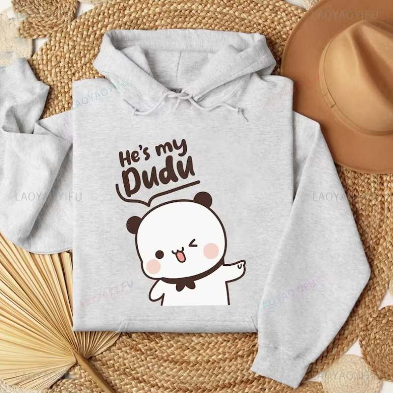 Bubu Dudu Bear Couple sweats à capuche assortis pour elle et lui tenue pull col rond manches longues