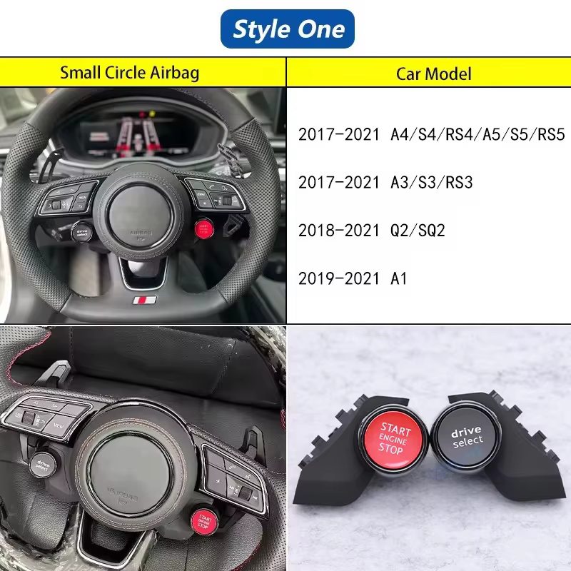 Accessoires pour volant, accessoires de voiture adaptés à Audi R8, Q5L, A4, TT, boutons, démarrage/a