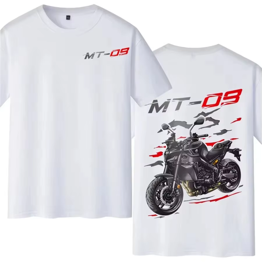 T-shirt imprimé en coton pour motocycliste MT-09, T-shirt graphique rétro décontracté à manches cour