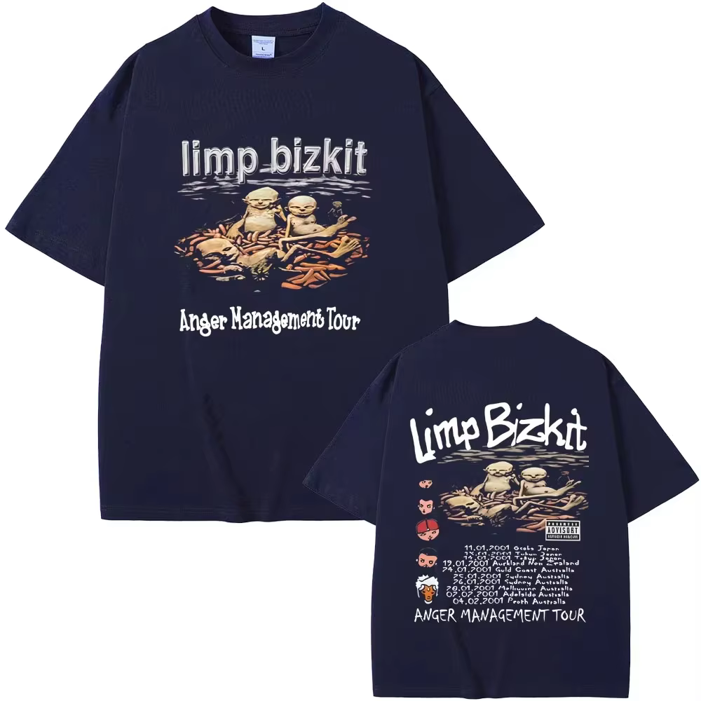 Années 90 Rock Band Limp Bizkit Anger Management Tour T-shirts D'été Hommes Femmes Décontracté Coton
