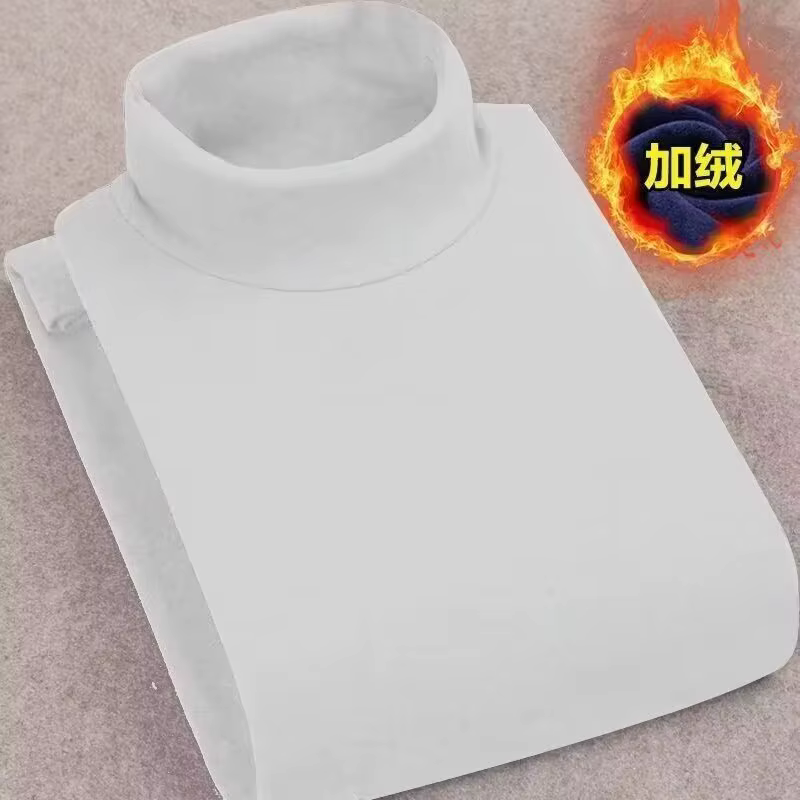 T-shirt à manches longues en polaire double face pour homme, col montant, sous-vêtement chaud, couch
