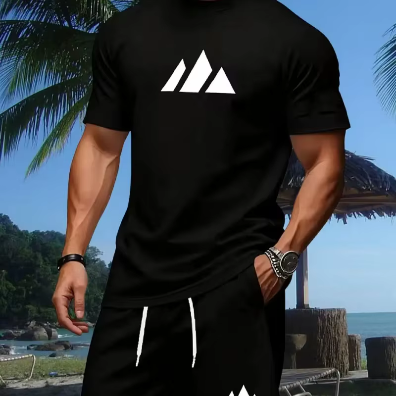 Nouvel ensemble de vêtements de sport d'été pour hommes, t-shirt à manches courtes et short, tenue d