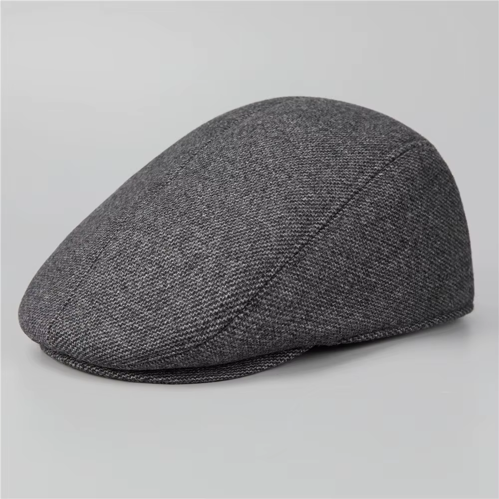Casquette thermique d'hiver à rabat d'oreille pour hommes, papa grand-père, mélange de laine vieilli