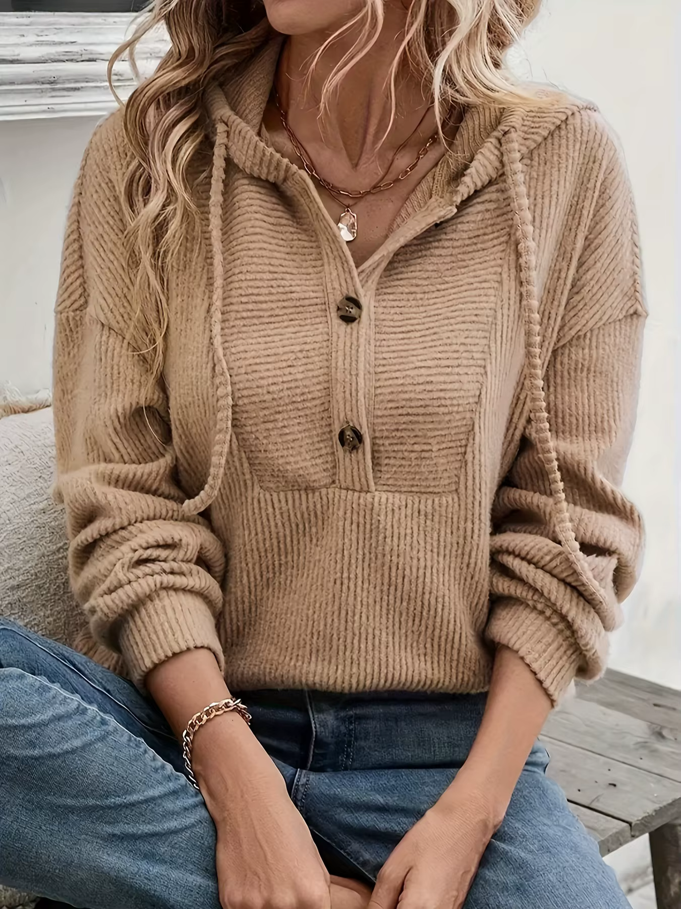 2025 Sweat à capuche pour femme Nouveau haut décontracté à capuche à manches longues avec épaules to