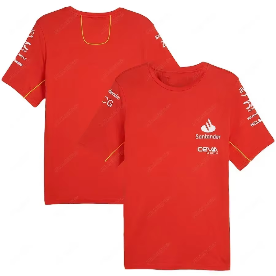 T-shirt officiel Ferrari pour pilote Leclerc 16 Sainz 55, course automobile d'été, rouge, séchage ra