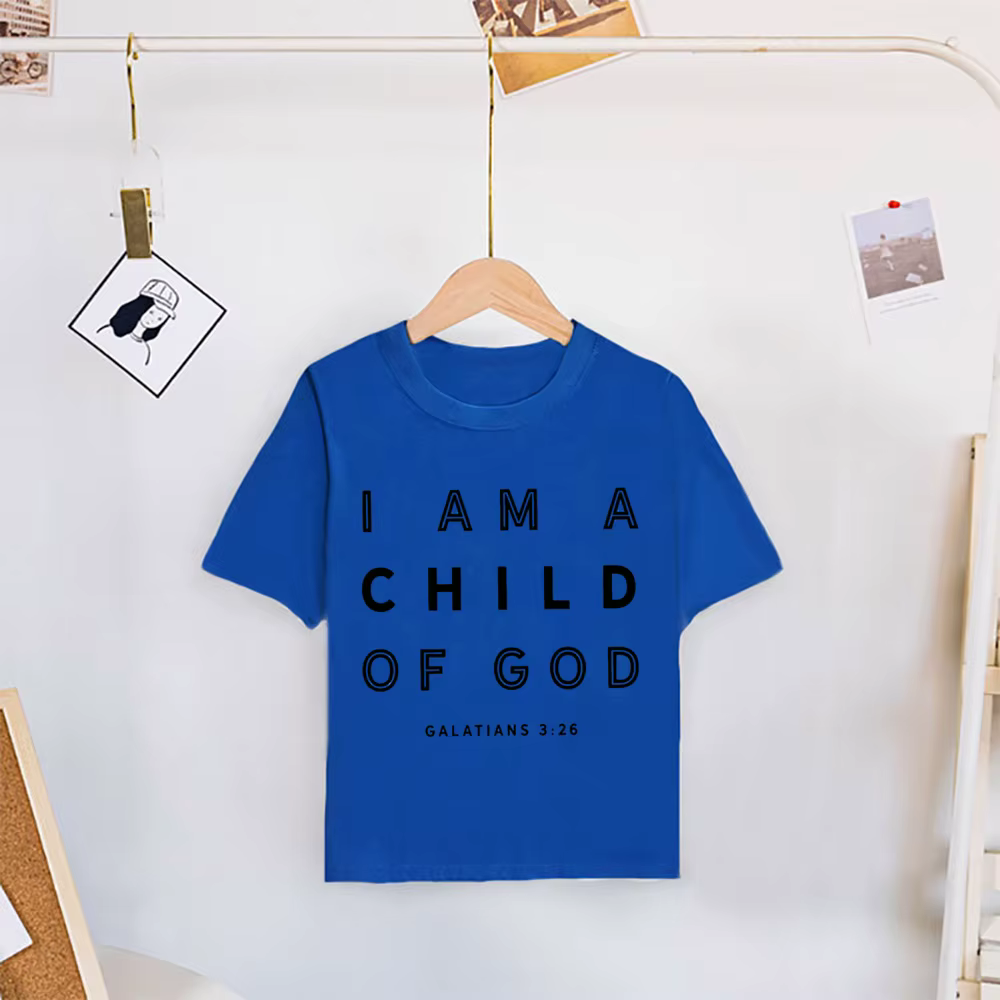 T-shirt à manches courtes imprimé I Am A Child of God pour garçons et filles, chemises d'été pour en