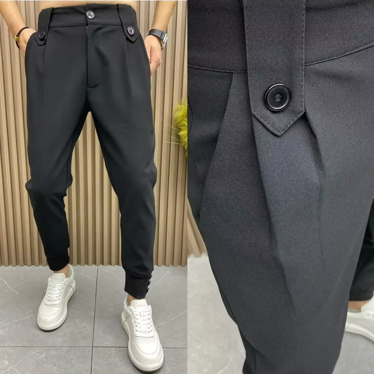 Pantalon d'été pour hommes, coupe cintrée, grande taille, 9 pantalons de costume courts pour hommes,