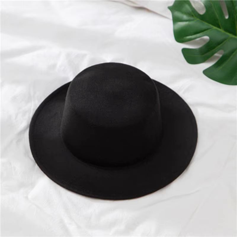 Chapeaux Fedoras élégants pour femmes, style britannique, casquette en laine feutrée à large bord po
