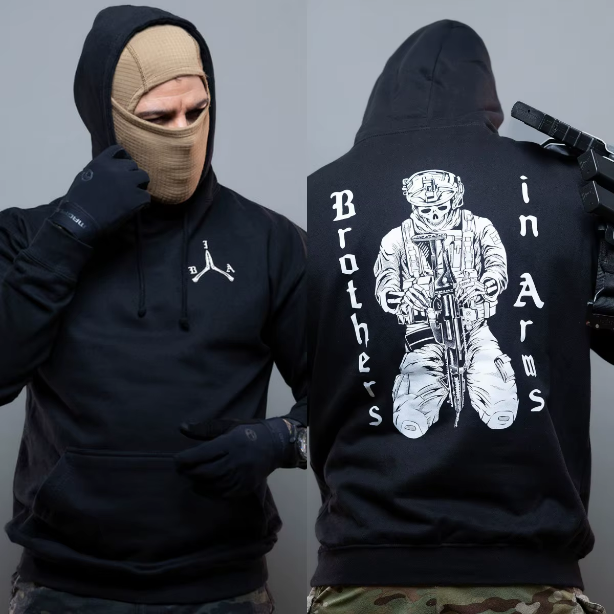 Brothers in Arms _ Sweat à capuche en coton graphique de luxe haut de gamme, style unisexe pour homm