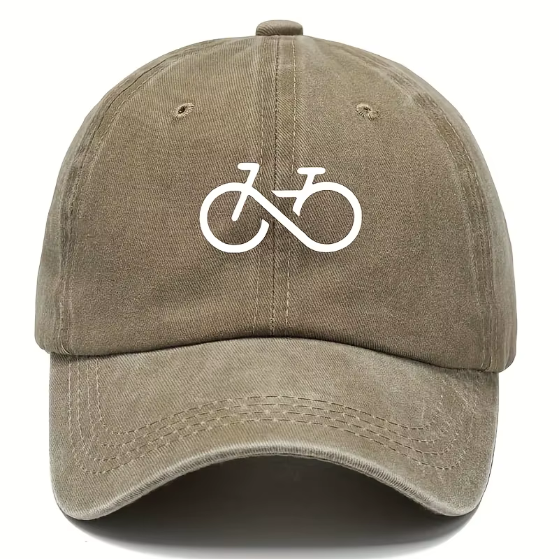 Casquette de baseball imprimée vélo vintage au design géométrique blanc pour la course, la randonnée