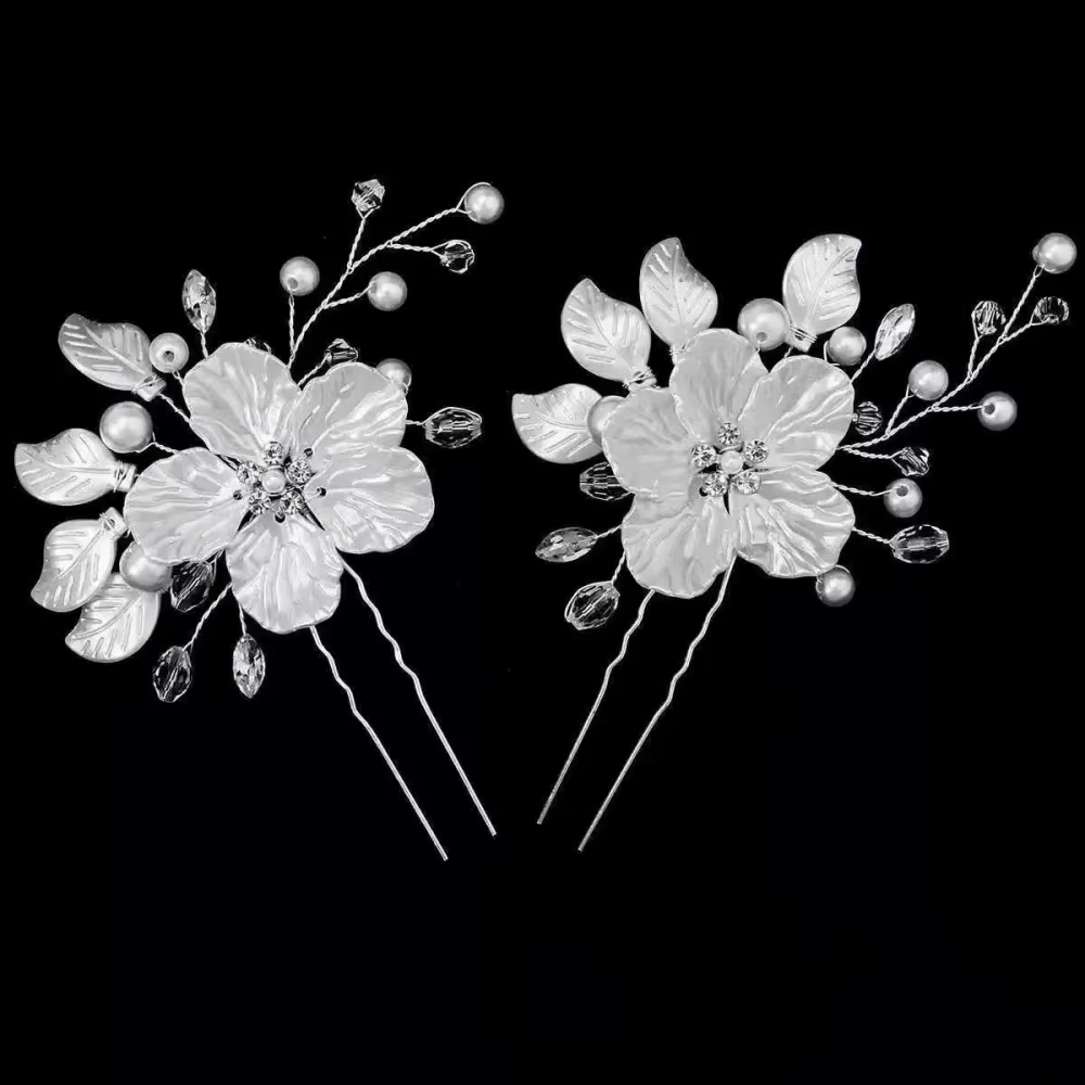 Accessoire de cheveux pour mariée, couronne latérale, décoration florale en perles blanches, pince à