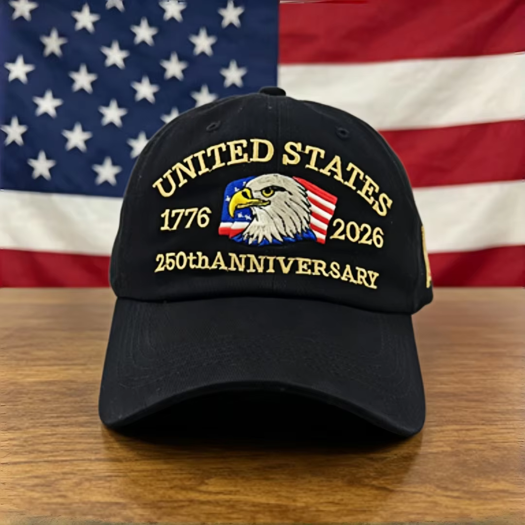 Casquette de baseball brodée Aigle chauve - 250e anniversaire de l'indépendance américaine 1776-2026