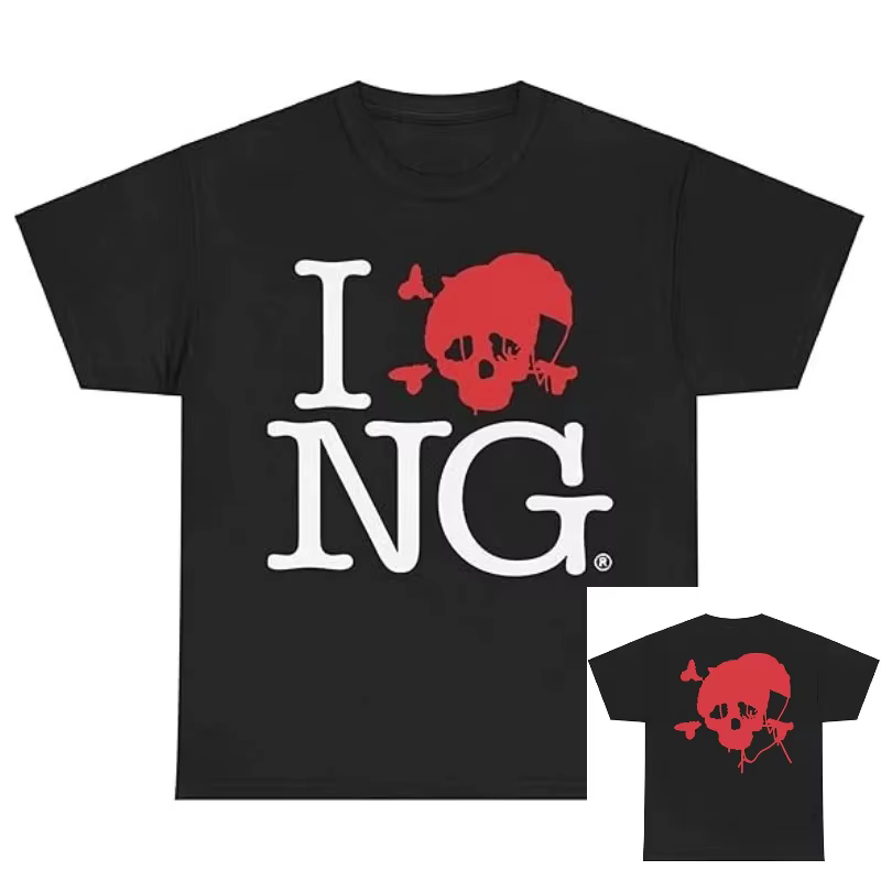 I Love NG I Luv Novagang - T-shirt imprimé à col rond de style américain