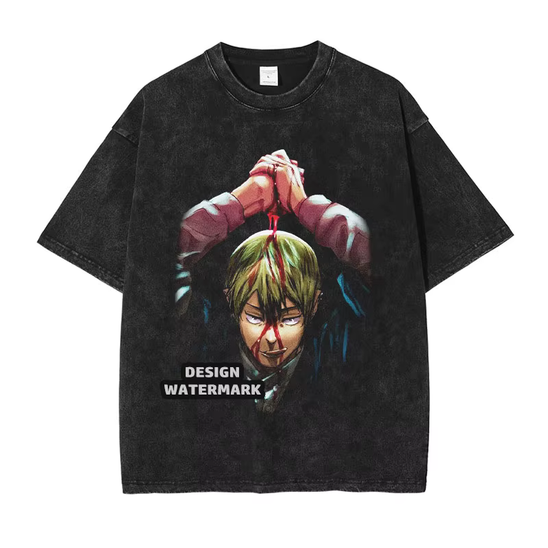T-shirt Zenin Naoya Vintage Lavé Anime Jujutsu Kaisen T-shirts Oversize CHOSO Manches Courtes Tops R