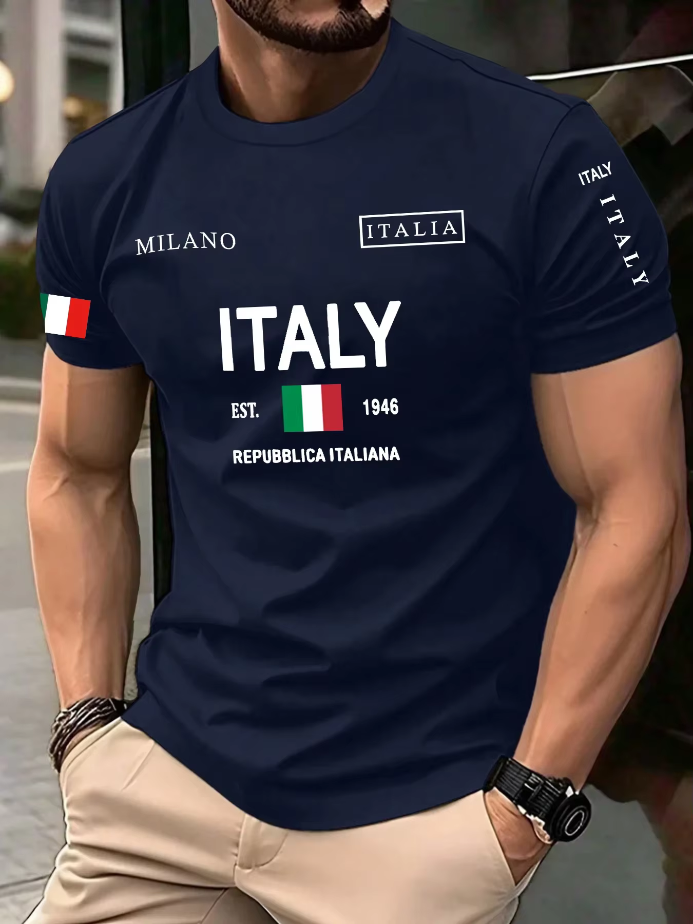 MAILANO ITALIE EST. T-shirt en coton pur pour hommes et femmes, style décontracté de rue, sport, amp