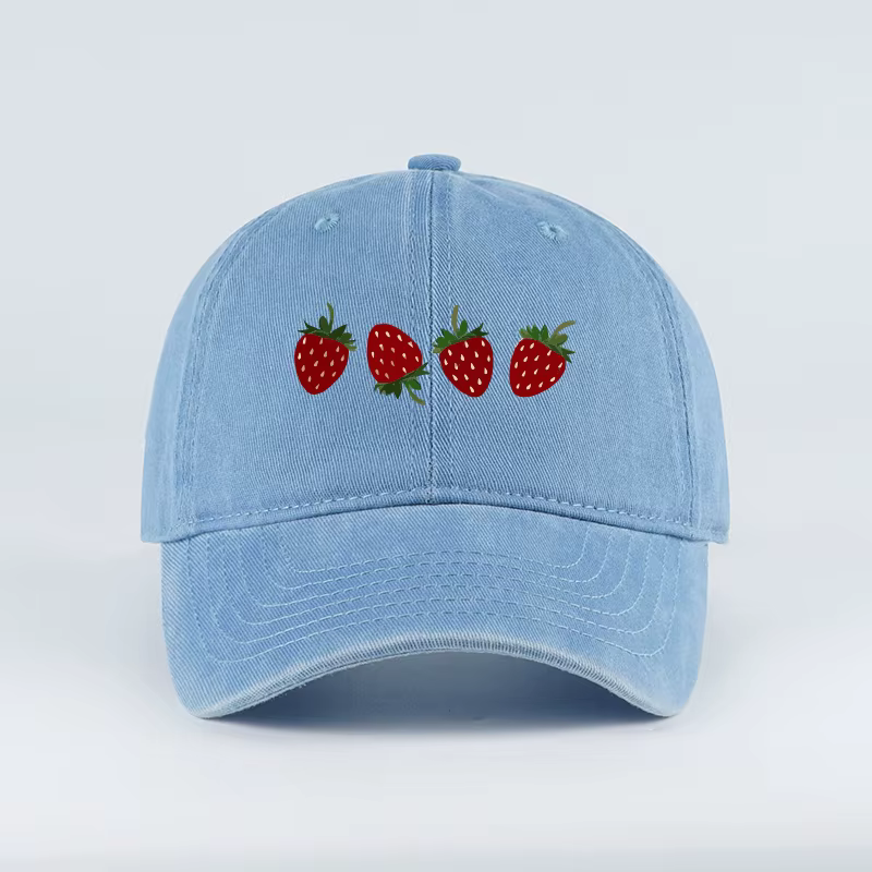 Casquette de baseball imprimée fraises, légère, respirante, réglable, unisexe, chapeau décontracté d