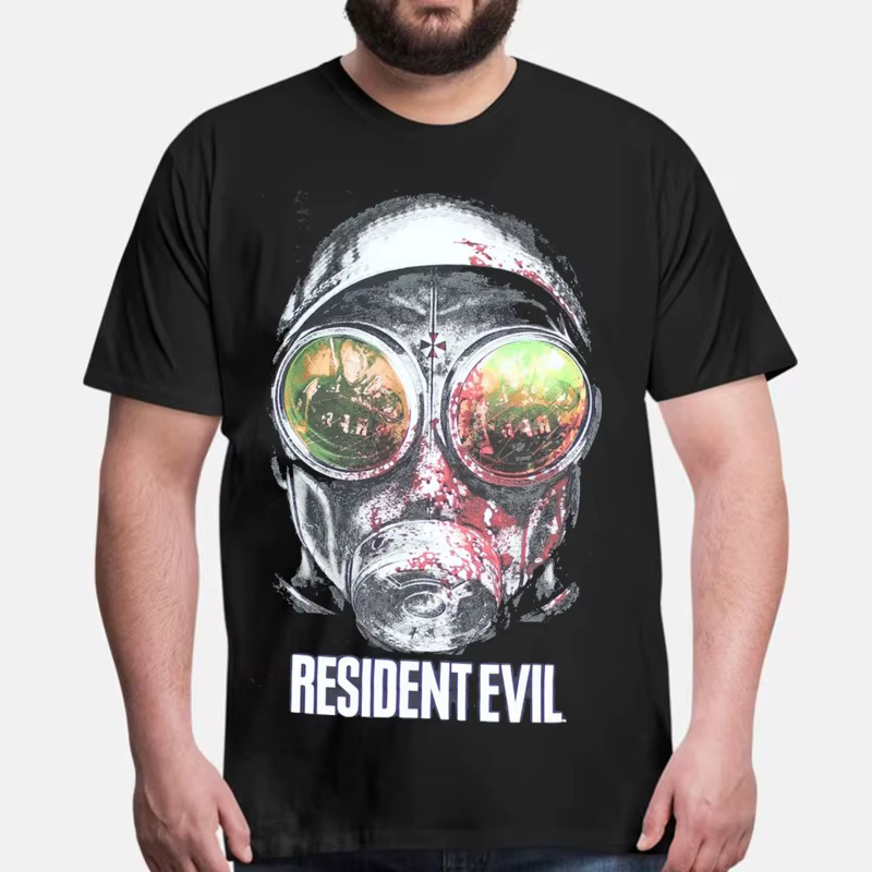 T-shirt unisexe à manches courtes avec motif graphique Gasmasked Hunk Face Vintage Horror Survival G