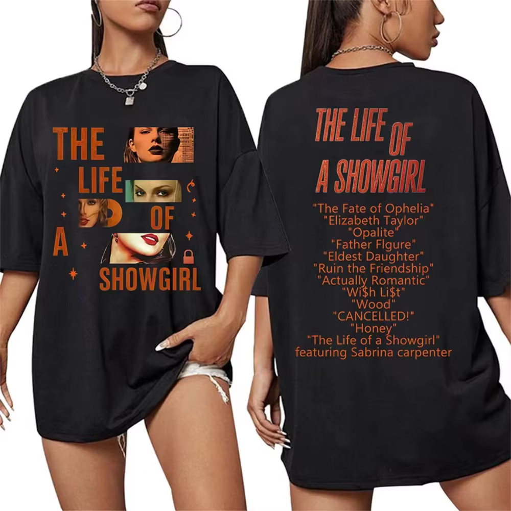 La vie d'un Showgirl Tour 2025 Merch T-shirt hommes femmes vêtements de haute qualité mode T-shirt V
