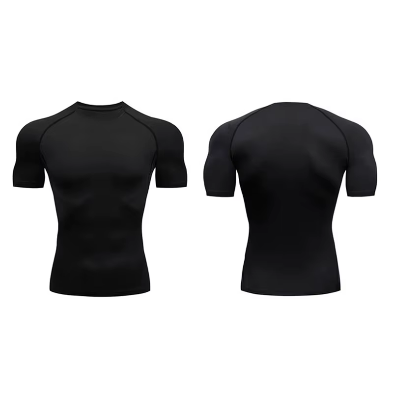 Nouveaux hommes été à manches courtes Fitness t-shirt course Sport gymnase Compression t-shirt entra