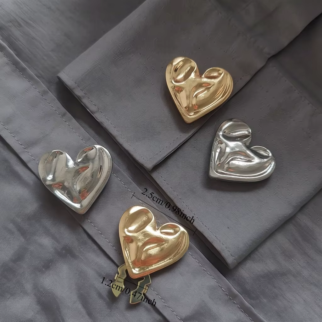 4 Pièces de Couvre-Boutons Élégants en Forme de Cœur Floral Classique pour la Décoration de Vêtement