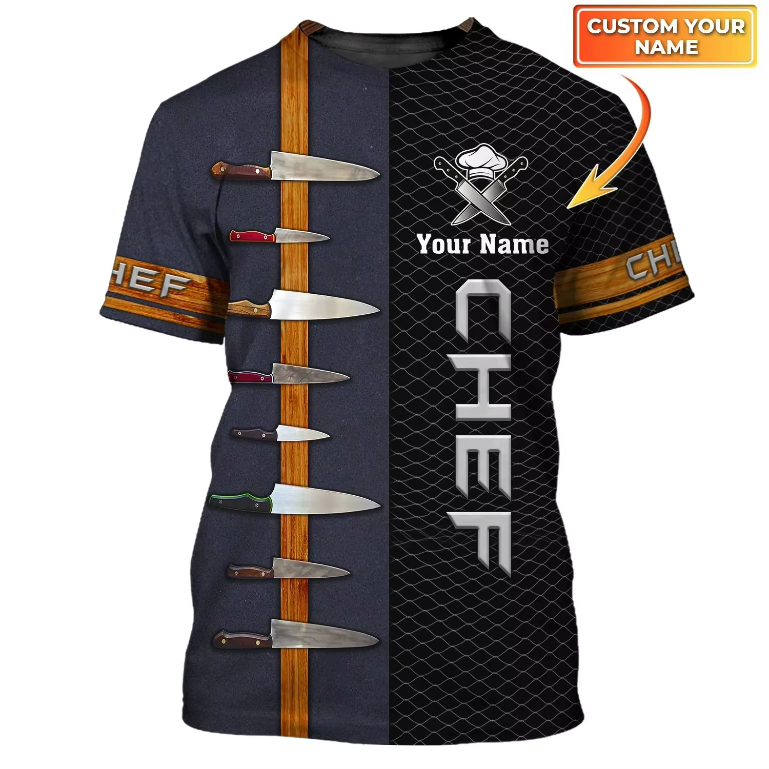 T-shirt unisexe Chef Works imprimé en 3D, T-shirt de cuisine, T-shirt de sport décontracté, Nom pers