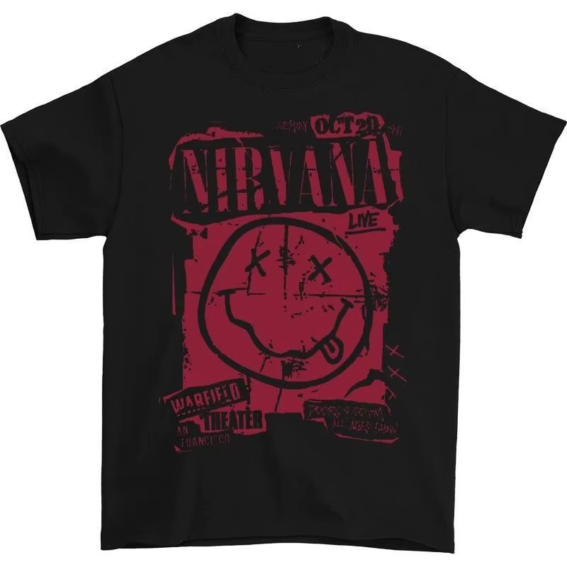 T-shirt graphique Nirvana Rock Band, style vintage délavé, esthétique Y2K, streetwear grunge, unisex