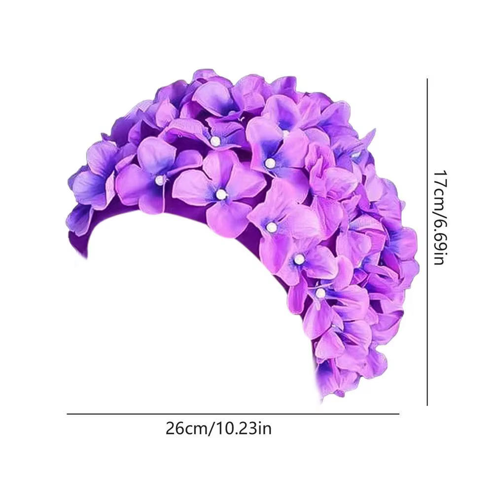 Bonnet de bain floral 3D pour femme, élastique, pétale, mode rétro, vintage, plage, été