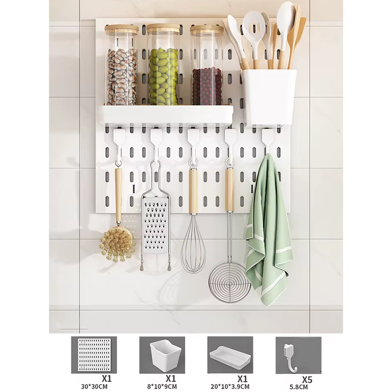 Organisateur mural de support de rangement de cuisine, accessoires de planche perforée, panneau de t