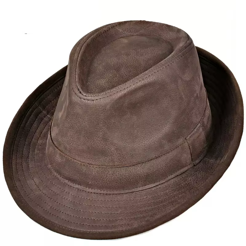 Casquette en cuir Nubuck de haute qualité pour hommes, casquette Vintage en peau de vache, bord en d