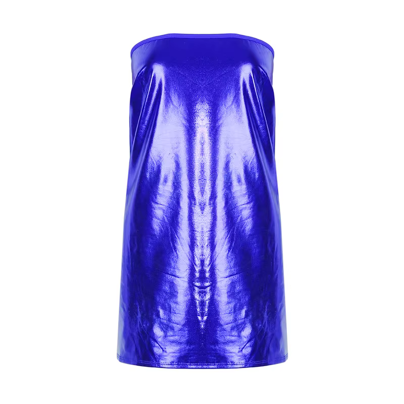 Robe en cuir PU sans manches pour femmes, jupe courte pour dames, robe ronde sur la poitrine, robe d