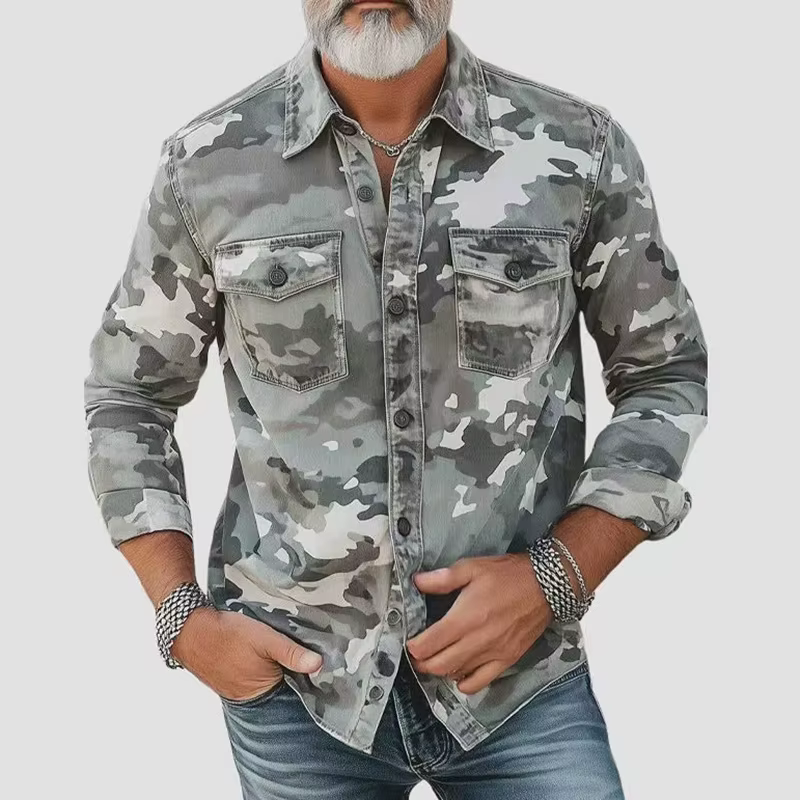 2025 printemps automne chemise pour hommes imprimé Camouflage revers haut à manches longues vêtement