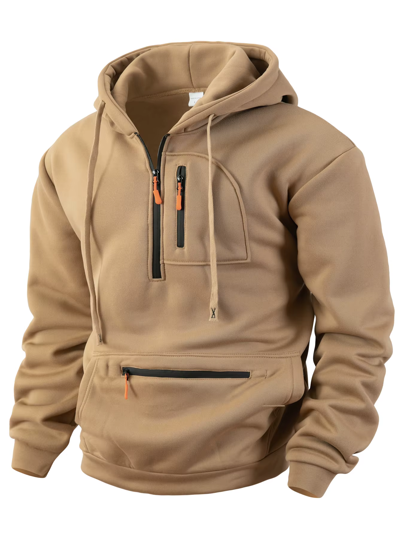 Sweat-shirt de sport décontracté à capuche pour hommes, pull ample en polaire de style industriel, c