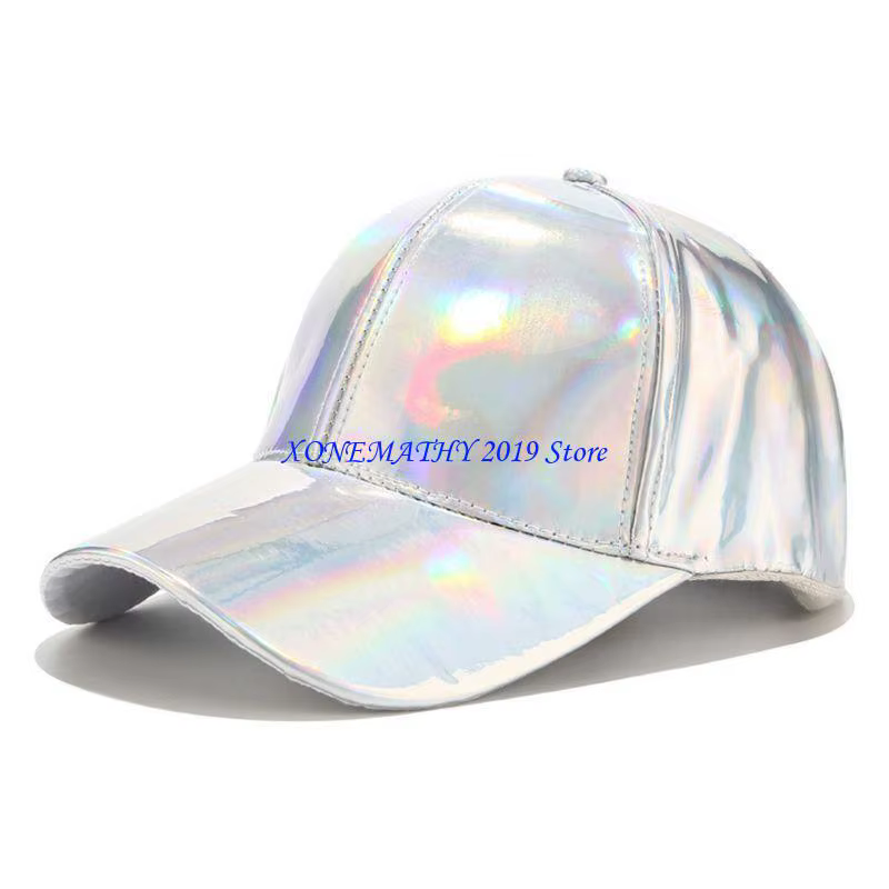 Casquette Baseball en simili F42F, arc-en-ciel holographique métallique réfléchissant pour H