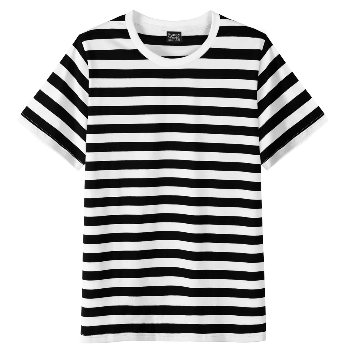 Chemise à rayures noires et blanches pour hommes, en coton, manches courtes, t-shirt basique décontr
