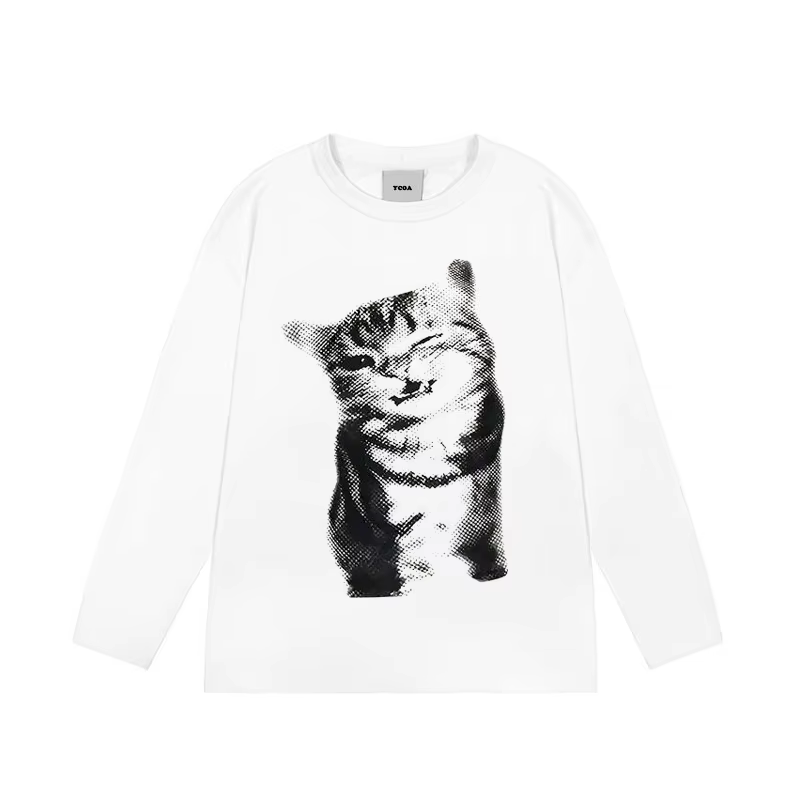T-shirt à manches longues pour hommes, en coton, avec motif graphique, surdimensionné, esthétique vi