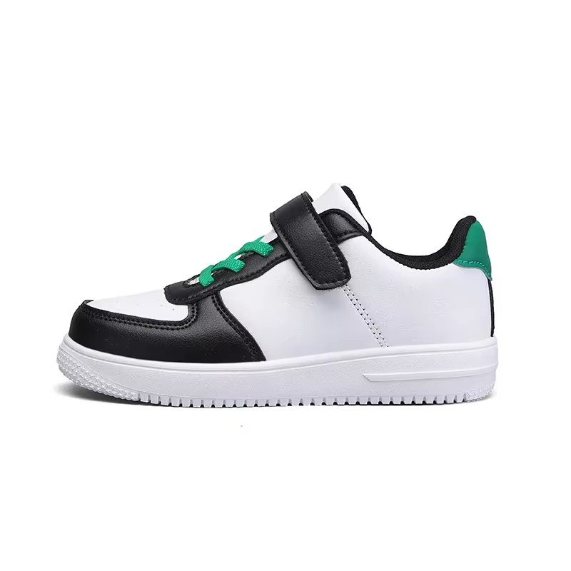 Chaussures noires pour enfants, baskets de sport en cuir pour garçons de 6 à 12 ans, décontractées, 